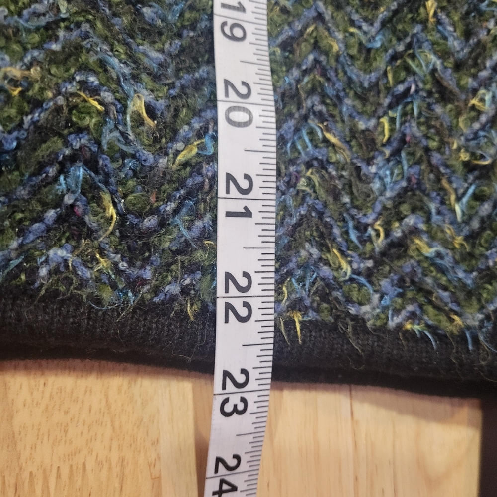 Carole Little Boucle Wool Blend Green Blue Collared Button Cardigan Vintage - Picture 5 of 5
